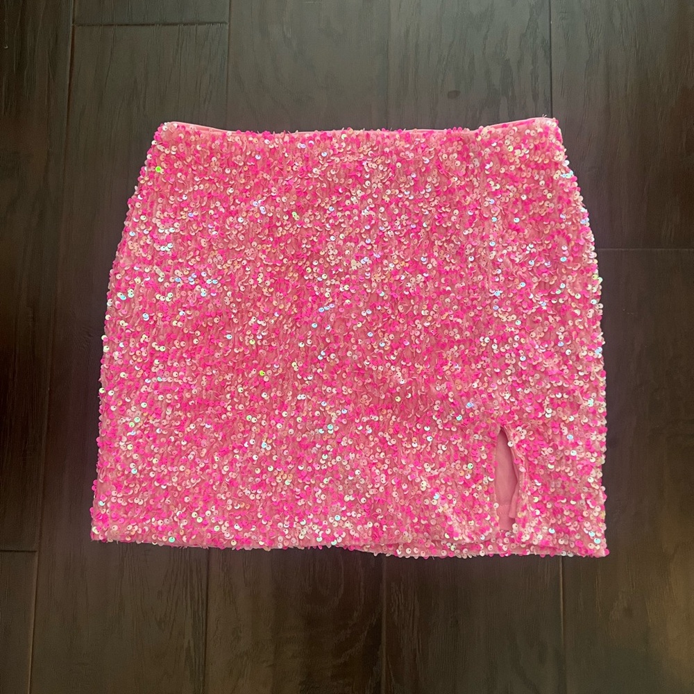 NastyGal Pink Sequin Mini Skirt